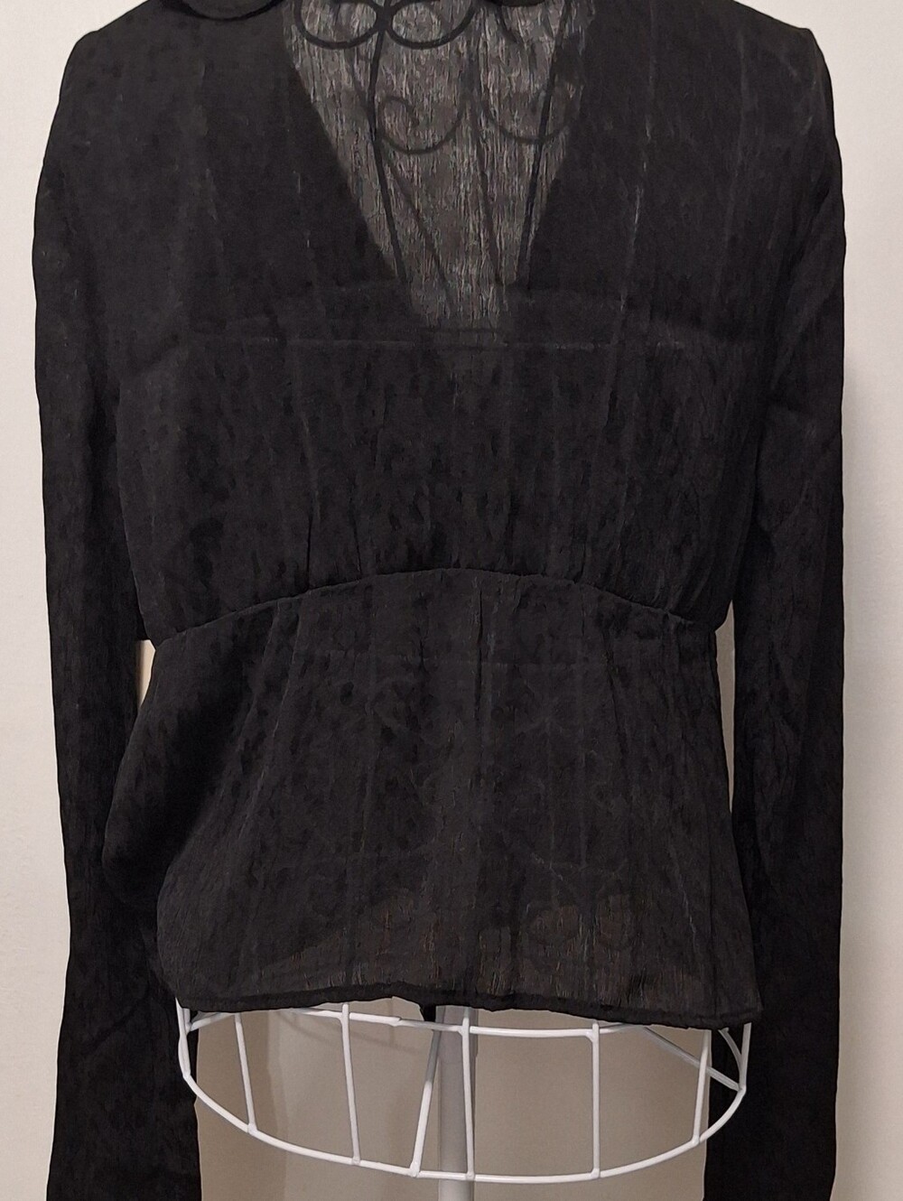 No Boundaries NWT Women' Babydoll Top Size L Cottage Fairycore Glam Black - Picture 4 of 9